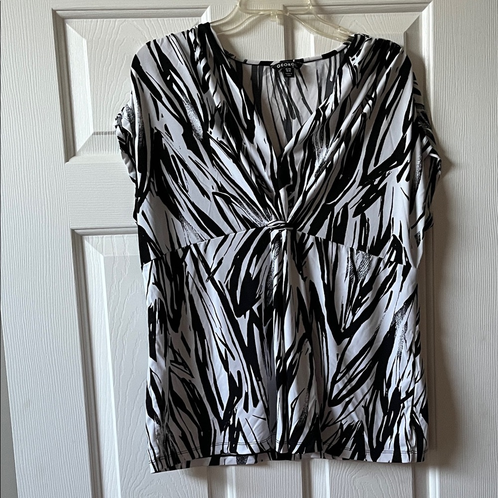 George Black and White Patterned Blouse